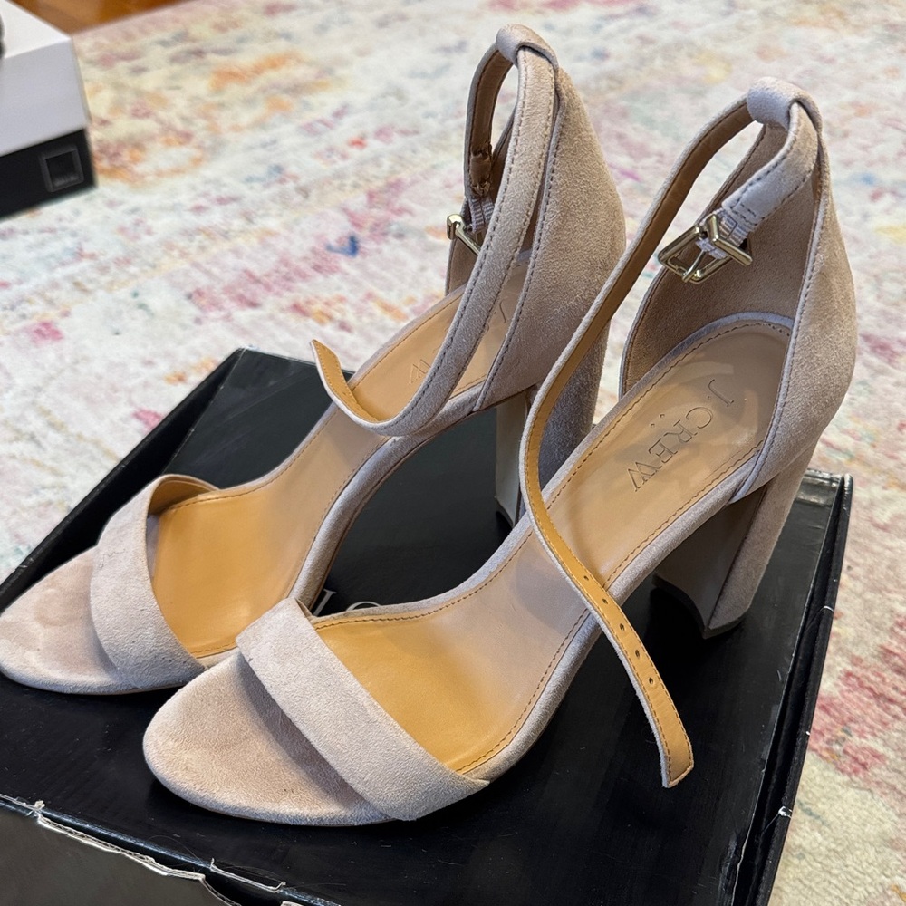 J. Crew  Suede Heels color ashen khaki like blush pink